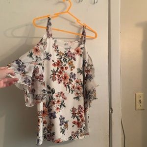 A Perception Concept, size S, white with floral print shirt.